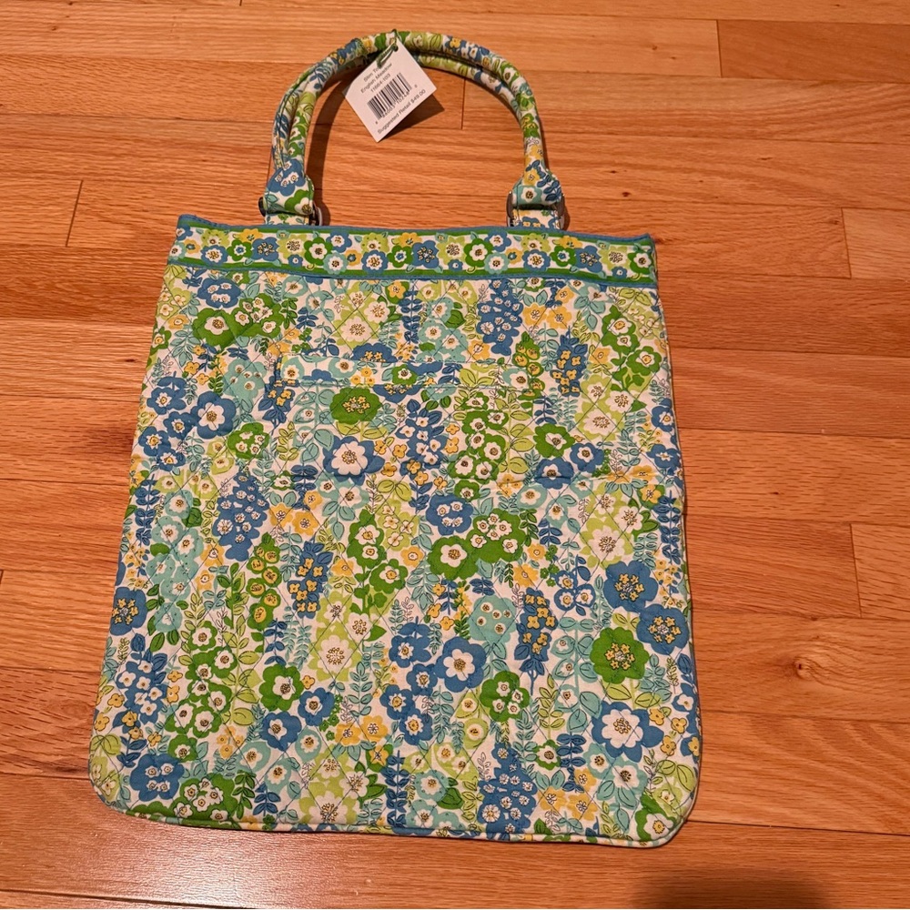 NWT Vera Bradley English Meadow Slim Tote Bag - Blue Yellow and Green